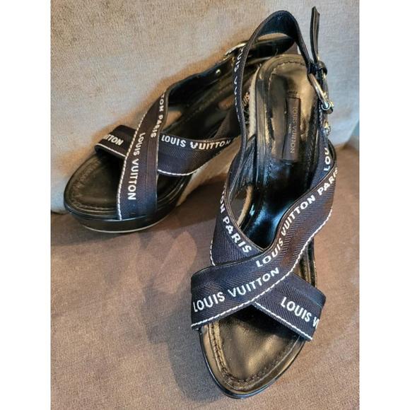 Authentic Louis Vuitton Espadrille Sandal Wedges - Picture 1 of 6